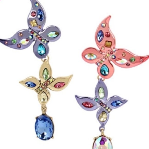 Betsey Johnson Jewelry - Betsey Johnson Multi-Stone Butterfly Earrings